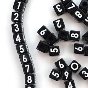 Plastic Black Vertical Hole Mixed Number Beads, 8mm Cube, 300 beads