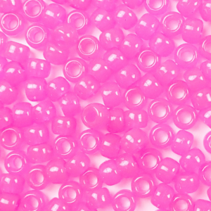 Pink Glow Plastic Pony Beads 6 x 9mm, 500 beads