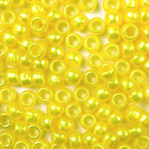 Yellow Pearl Plastic Pony Beads 6 x 9mm, 500 beads