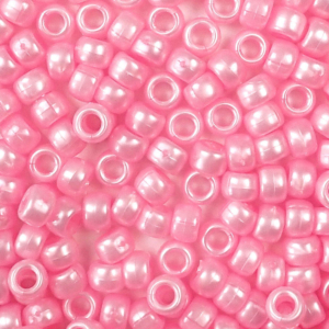 Light Pink Pearl Plastic Pony Beads 6 x 9mm, 500 beads