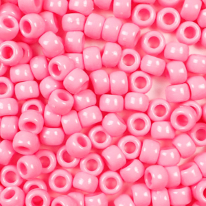 Pink Opaque Plastic Pony Beads 6 x 9mm, 500 beads