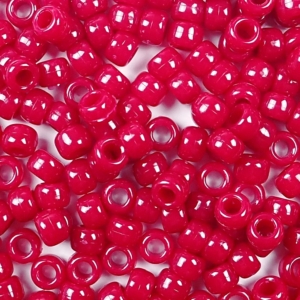 Berry Red Opaque Plastic Pony Beads 6 x 9mm, 500 beads