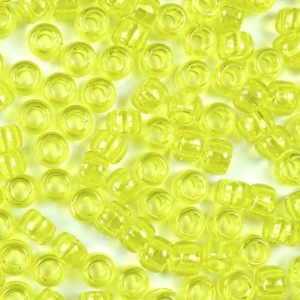 Yellow Transparent Plastic Pony Beads 6 x 9mm, 500 beads