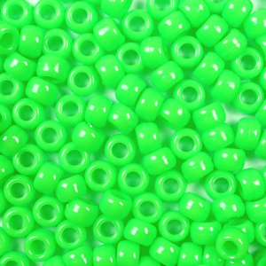 Lime Green Opaque Plastic Pony Beads 6 x 9mm, 500 beads