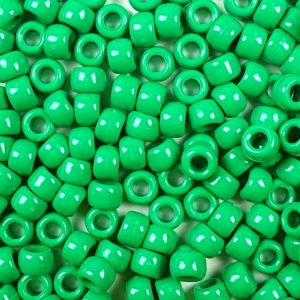 Green Opaque Plastic Pony Beads 6 x 9mm, 500 beads