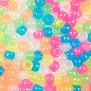 Glow in Dark Mix Plastic Pony Beads 6  x 9mm, 500 beads