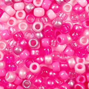 Pink Multicolor Mix Plastic Pony Beads 6 x 9mm, 500 beads