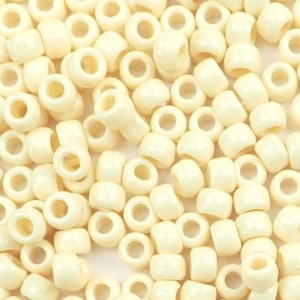 Ivory Plastic Pony Beads 6 x 9mm, 500 beads