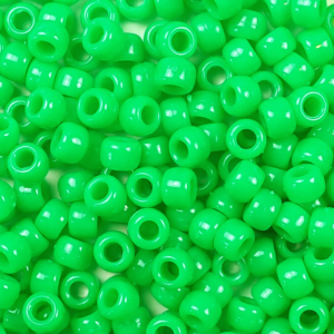 Grasshopper Green Plastic Pony Beads 6 x 9mm, 500 beads