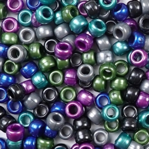 Cool Pearl Multi-color Mix Plastic Pony Beads 6 x 9mm, 500 beads
