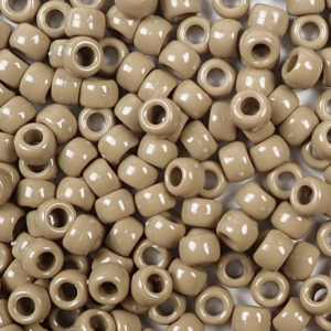 Khaki Tan Plastic Pony Beads 6 x 9mm, 500 beads