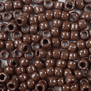 Chocolate Brown Plastic Pony Beads 6 x 9mm, 500 beads