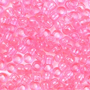 Pink Transparent Plastic Pony Beads 6 x 9mm, 500 beads