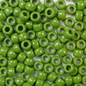 Olive Green Opaque Plastic Pony Beads 6 x 9mm, 500 beads