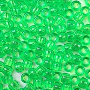 Mint Green Transparent Plastic Pony Beads 6 x 9mm, 500 beads