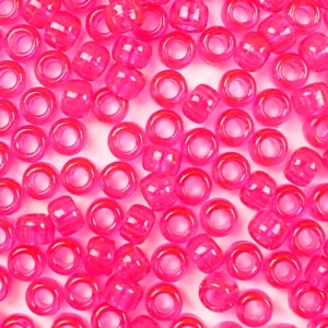 Hot Pink Transparent Plastic Pony Beads 6 x 9mm, 500 beads