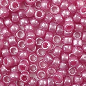 Mauve Pink Pearl Plastic Pony Beads 6 x 9mm, 500 beads