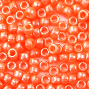Orange Pearl Plastic Pony Beads 6 x 9mm, 500 beads