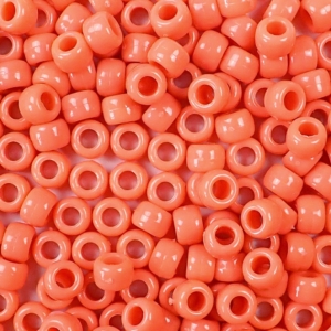 Coral Opaque Plastic Pony Beads 6 x 9mm, 500 beads