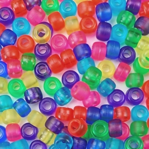 Frosted Multicolor Mix Plastic Pony Beads 6 x 9mm, 500 beads