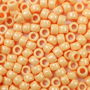 Orange Sand Plastic Pony Beads 6 x 9mm, 500 beads