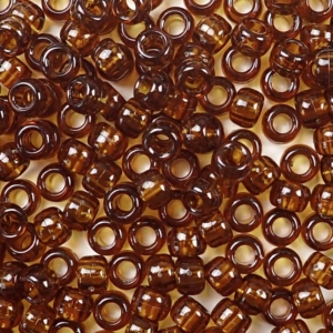 Root Beer Brown Transparent Plastic Pony Beads 6 x 9mm, 500 beads