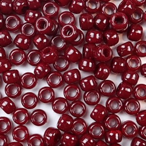 Dark Cranberry Opaque Plastic Pony Beads 6 x 9mm, 500 beads