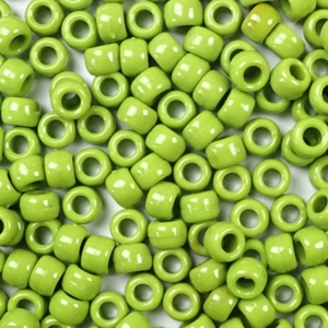Kiwi Green Marbled Plastic Pony Beads 6 x 9mm, 500 beads