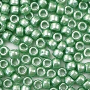 Fern Green Pearl Plastic Pony Beads 6 x 9mm, 500 beads