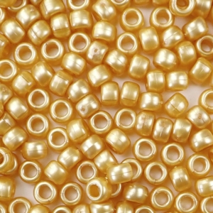 Gold Pearl Plastic Pony Beads 6 x 9mm, 500 beads