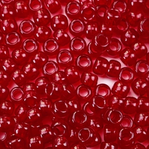 Dark Ruby Transparent Plastic Pony Beads 6 x 9mm, 500 beads