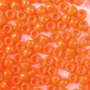 Neon Orange Plastic Pony Beads 6 x 9mm, 500 beads