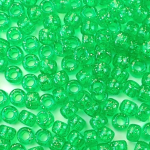 Mint Green Glitter Plastic Pony Beads 6 x 9mm, 500 beads