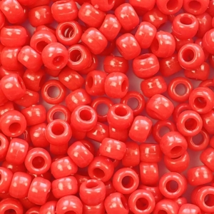 Neon Red Plastic Pony Beads 6 x 9mm, 500 beads