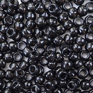 Jet (Transparent Black) Plastic Pony Beads 6 x 9mm, 500 beads