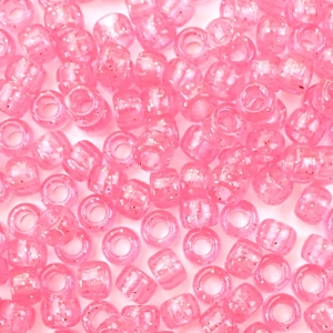 Pink Glitter Plastic Pony Beads 6 x 9mm, 500 beads