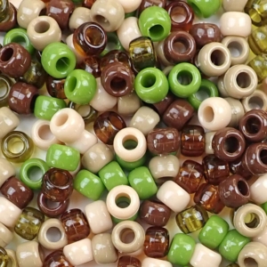 Classic Camouflage Mix Plastic Pony Beads 6 x 9mm, 500 beads