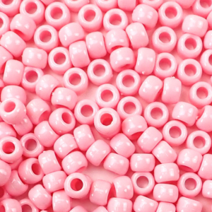 Pale Pink Opaque Plastic Pony Beads 6 x 9mm, 500 beads