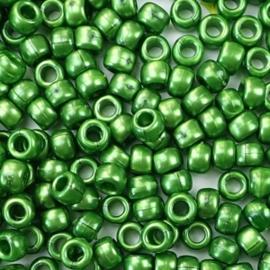 Green Pearl Plastic Pony Beads 6  x 9mm, 500 beads