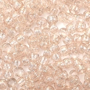Champagne Glitter Plastic Pony Beads 6 x 9mm, 500 beads