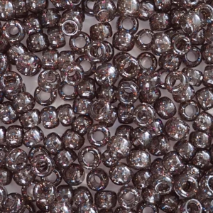 Jet Black w/ Rainbow Glitter Plastic Pony Beads 6 x 9mm, 500 beads