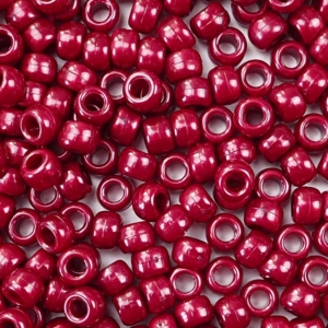 Dark Cranberry Red Pearl Plastic Pony Beads 6 x 9mm, 500 beads