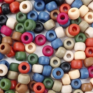 Americana Mix (Matte) Plastic Pony Beads 6 x 9mm, 500 beads