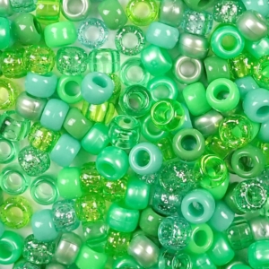 Green Apple Multicolor Mix Plastic Pony Beads 6 x 9mm, 500 beads