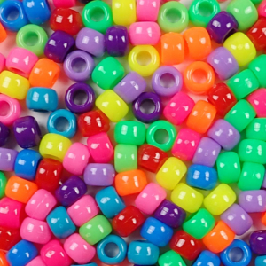 Bright Rainbow Opaque Mix Plastic Pony Beads 6 x 9mm, 500 beads
