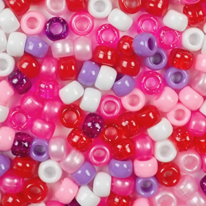 Valentine's Mix Plastic Pony Beads 6 x 9mm, 500 beads