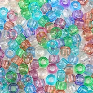 Pastel Transparent Multi Color Mix Plastic Pony Beads 6 x 9mm, 500 beads