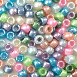 Pastel Pearl Multi Color Mix Plastic Pony Beads 6 x 9mm, 500 beads