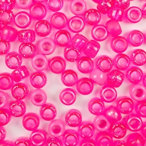 Dark Pink Mix Plastic Pony Beads 6 x 9mm, 500 beads