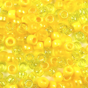 Yellow Multicolor Mix Plastic Pony Beads 6 x 9mm, 500 beads